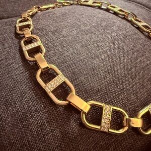 Express Gold Chain Necklace with Rhinestones